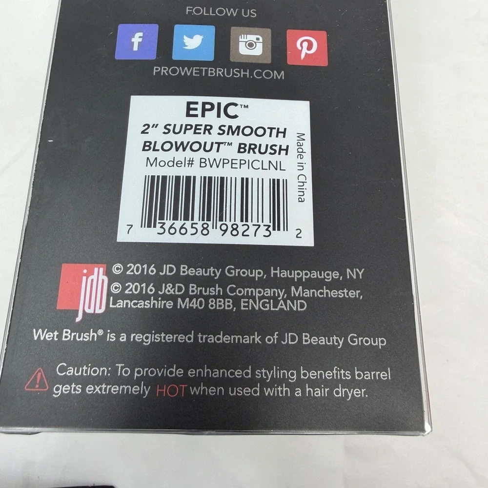 Wet Brush Pro Epic Professional 2 Inch Ceramic Super Smooth Blowout Brush Black